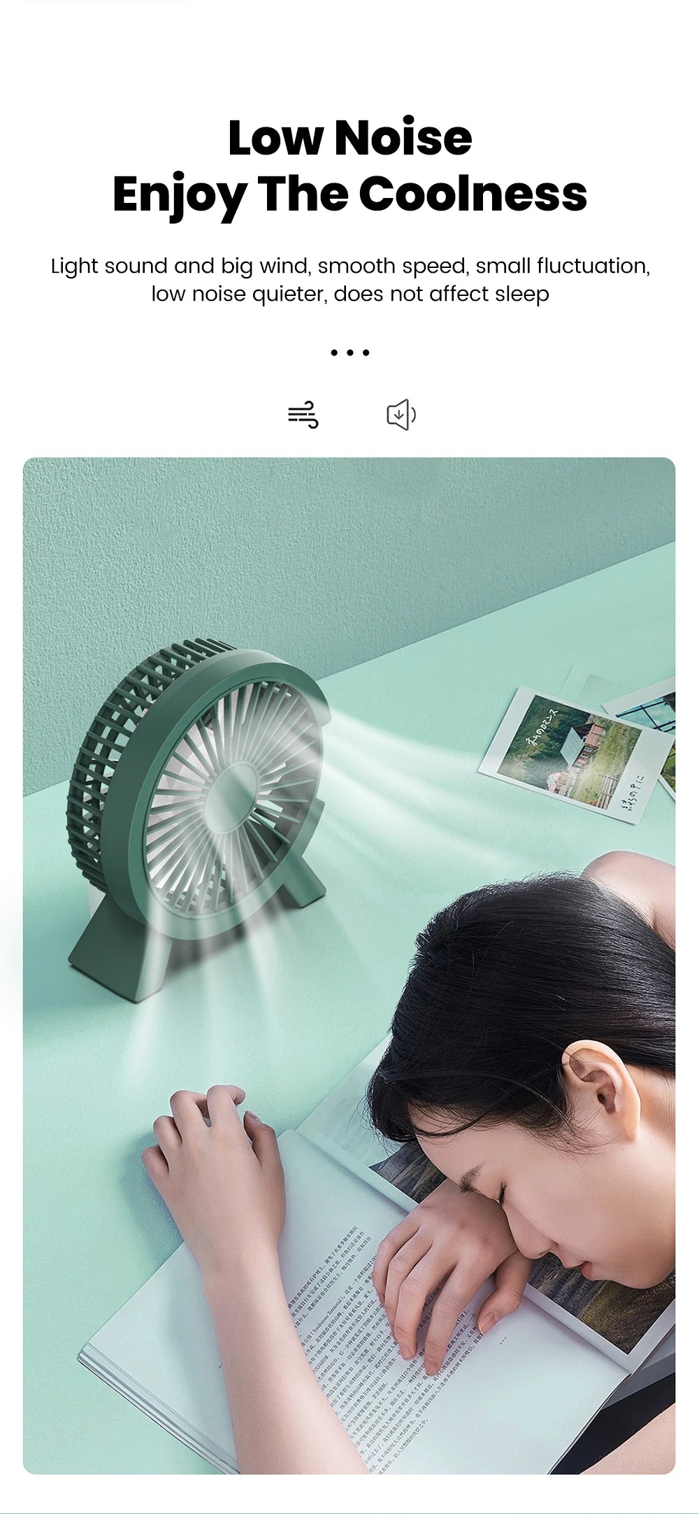 Mini USB Table Fan – High-Speed Turbo, Rechargeable, Dorm & Desk