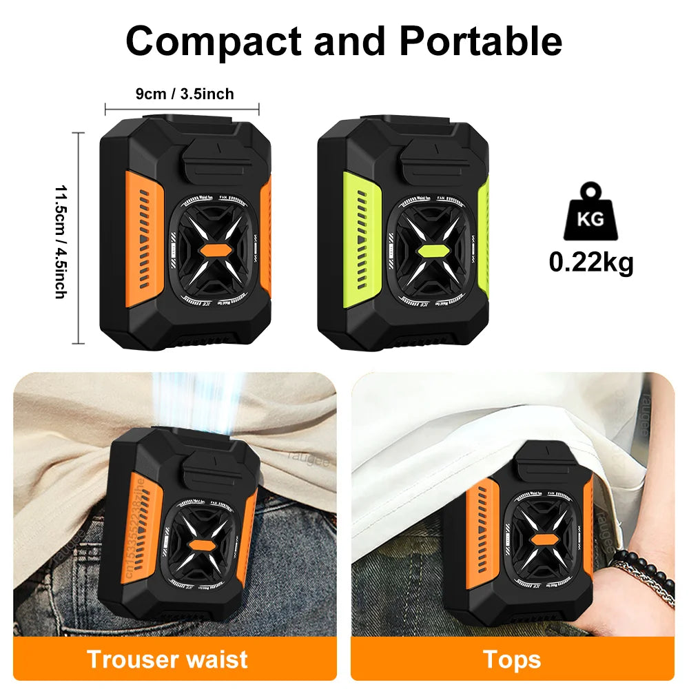 Wearable Neck Fan – 3-Speed, Belt Clip, 5000mAh, Hands-Free