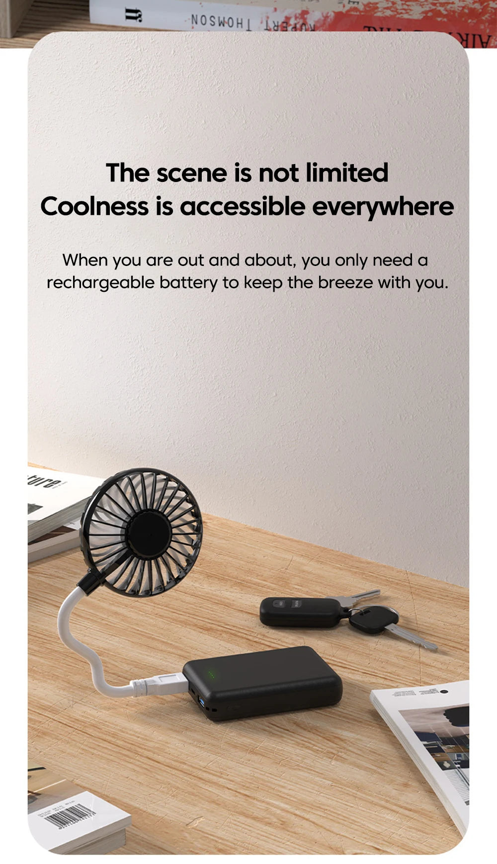 Silent USB Desk Fan – Plug-In, Compact, Instant Cooling