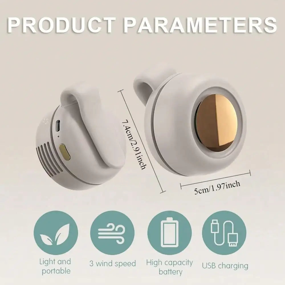Clip-On Fan – 360° Rotatable, USB Rechargeable, Portable