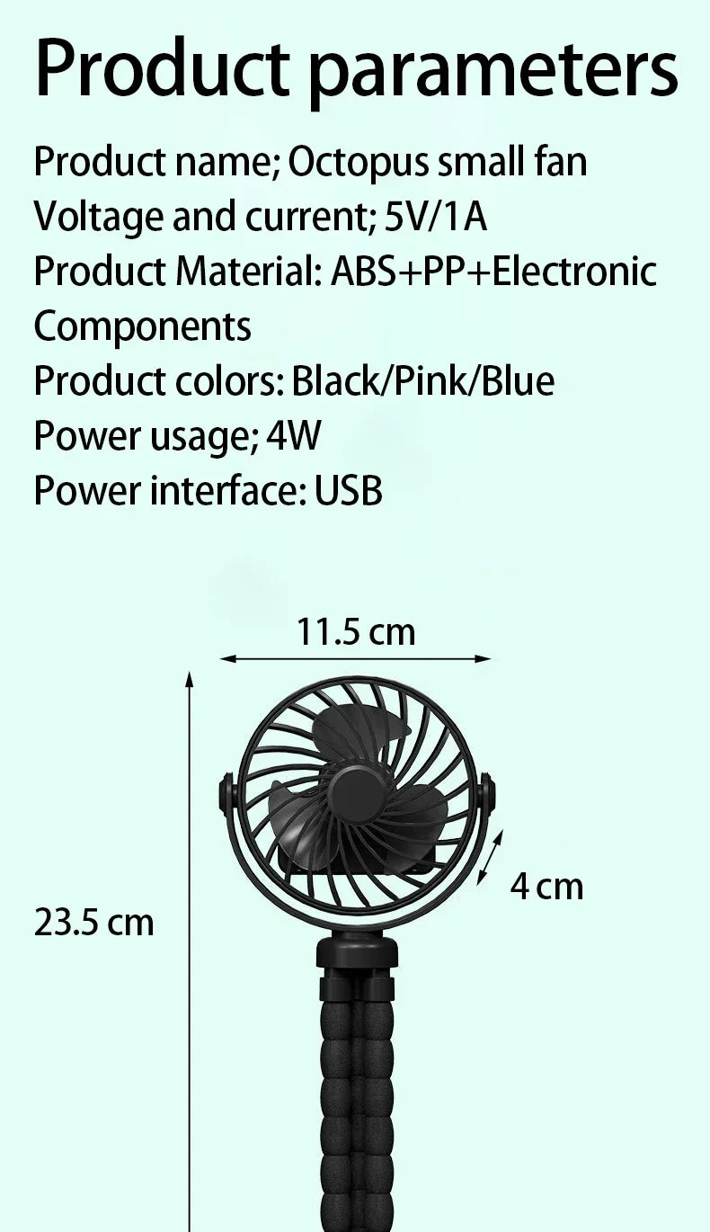 Multi Functional Student Baby Stroller Portable USB Mini  USB Rechargeable Handheld Electric Fan for Home 3 Speeds
