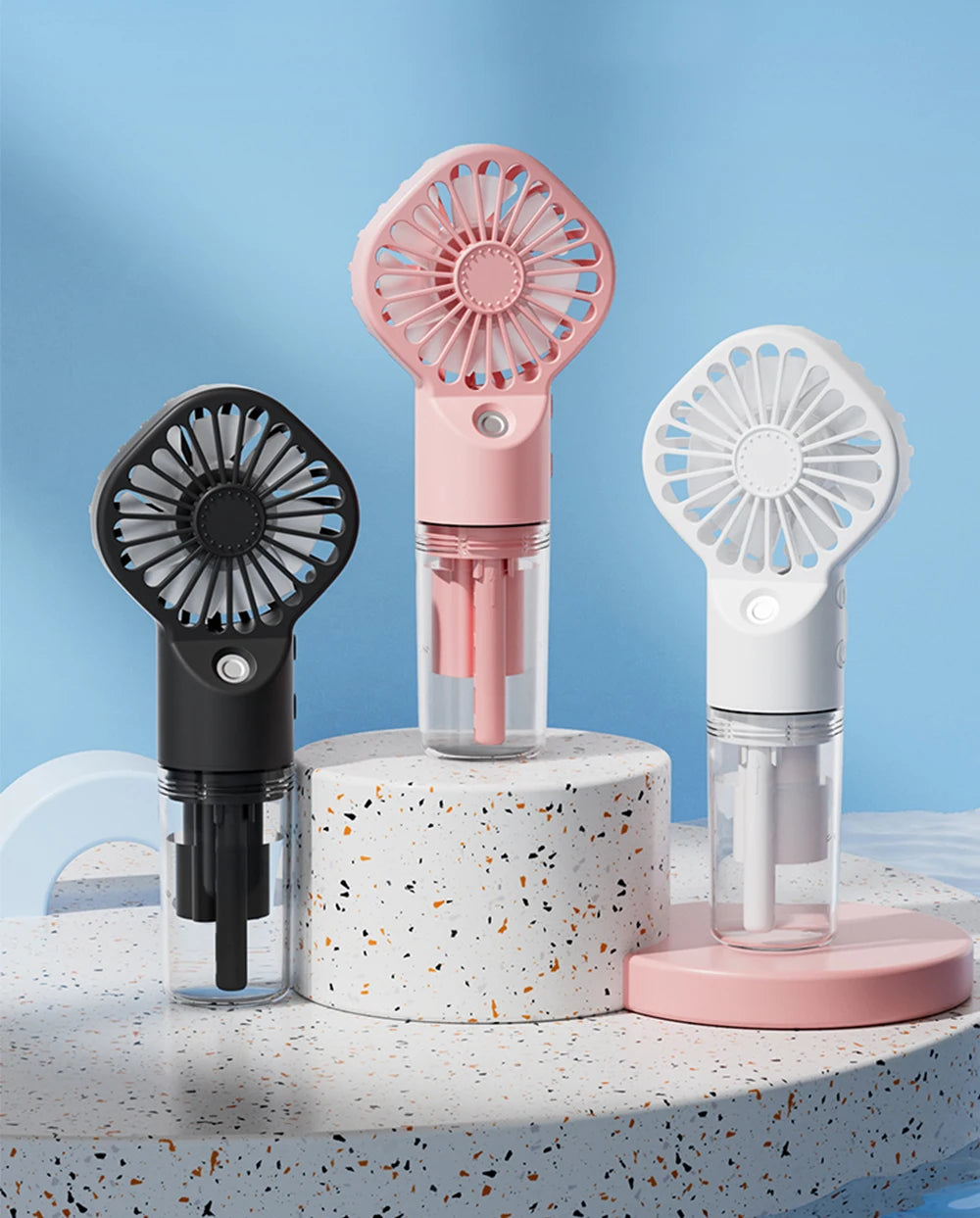 2-in-1 Mist Spray Fan – USB Rechargeable, 4-Speed, Handheld Humidifier Fan