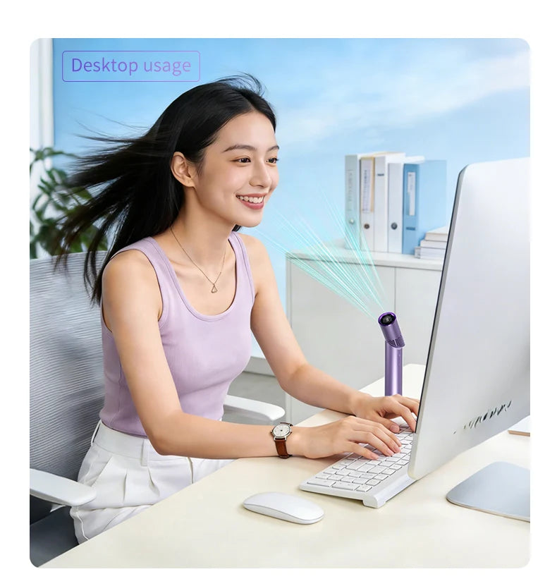 Foldable Neck Fan – Brushless Motor, Hands-Free, USB Rechargeable