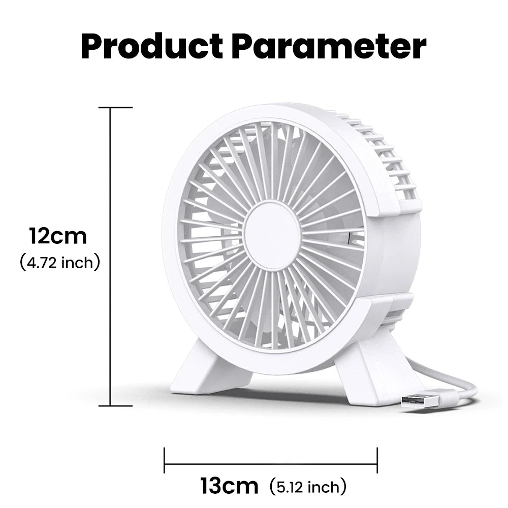 Mini USB Table Fan – High-Speed Turbo, Rechargeable, Dorm & Desk