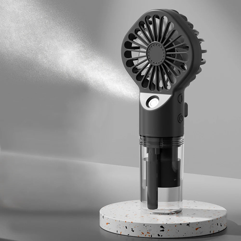2-in-1 Mist Spray Fan – USB Rechargeable, 4-Speed, Handheld Humidifier Fan