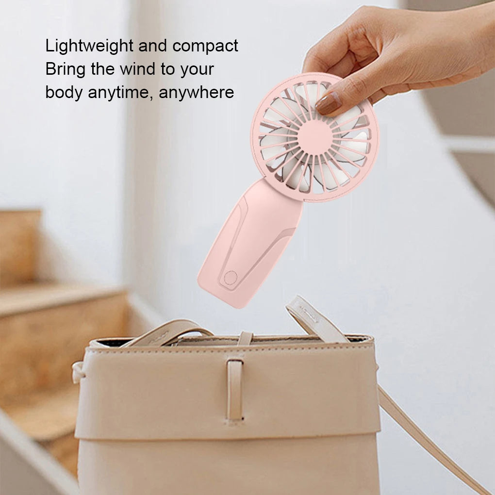 Cute Mini Pocket Fan – 3-Speed, USB Rechargeable, Lightweight