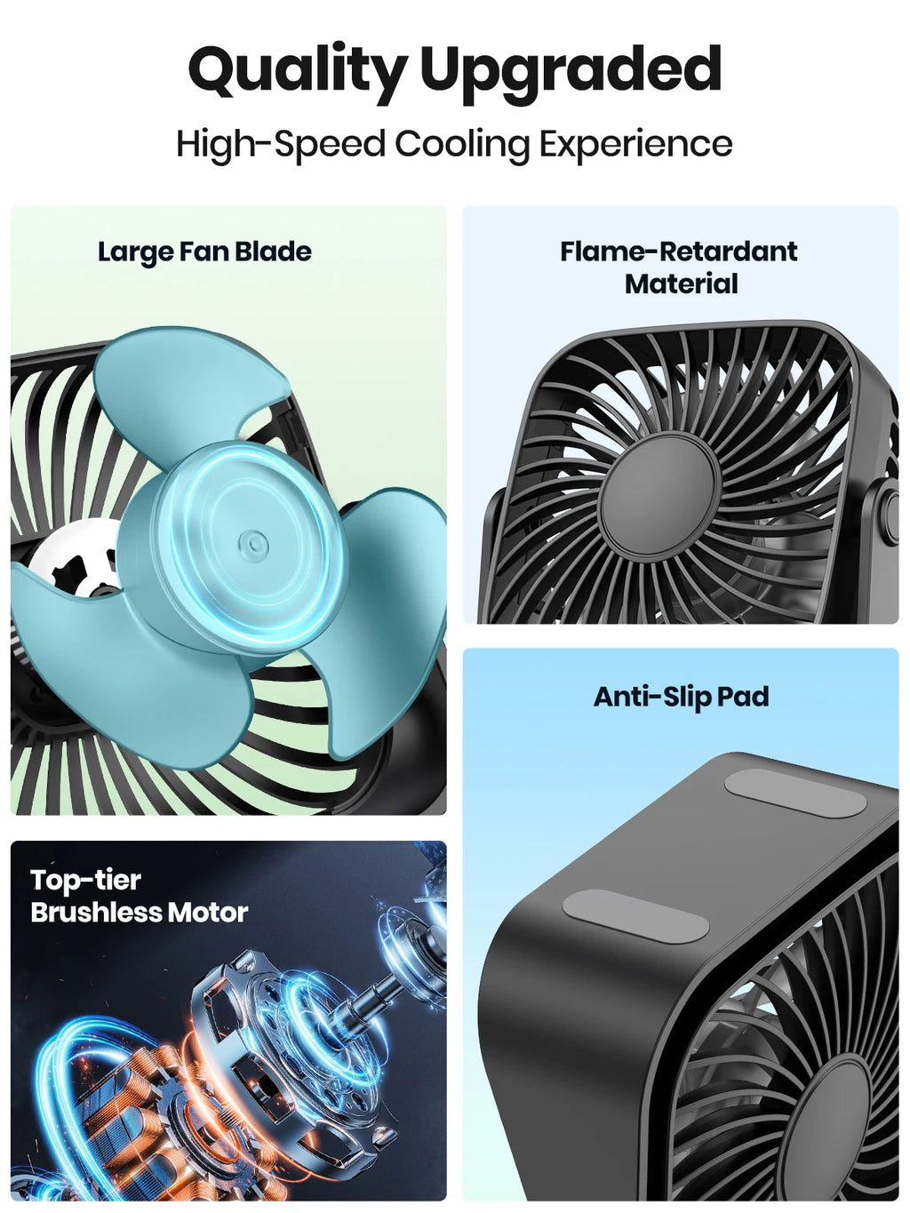 4-Inch USB Mini Desk Fan – 3-Speed, 360° Adjustable, Quiet Cooling