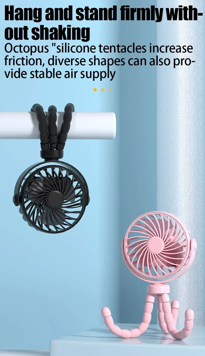 Multi Functional Student Baby Stroller Portable USB Mini  USB Rechargeable Handheld Electric Fan for Home 3 Speeds