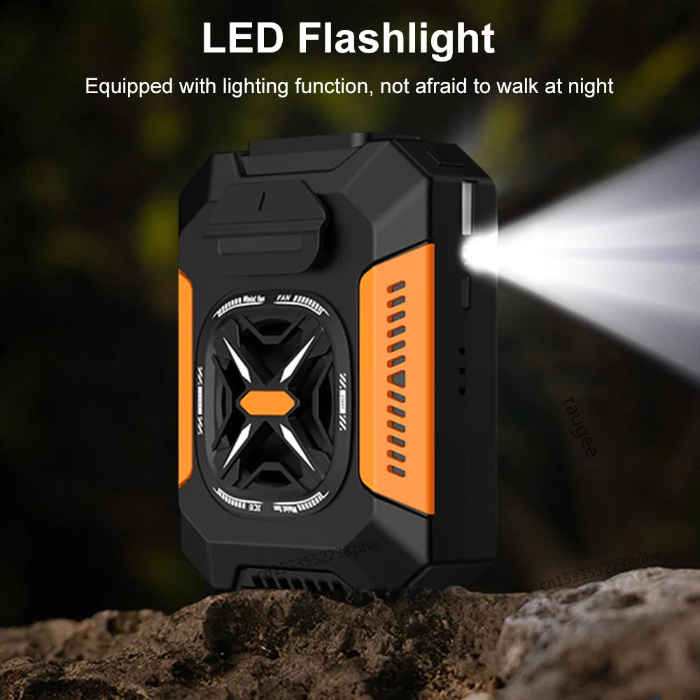 Wearable Neck Fan – 3-Speed, Belt Clip, 5000mAh, Hands-Free
