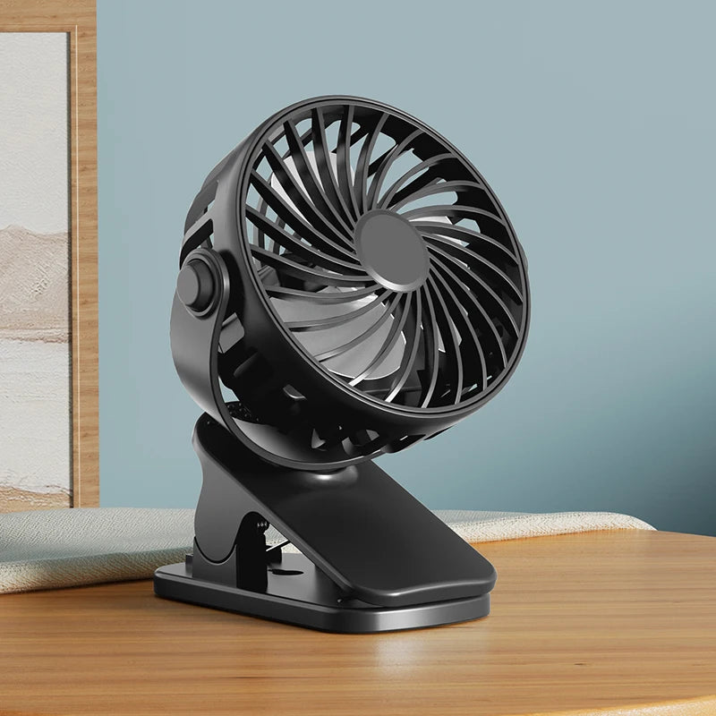 Clip Fan – 720° Rotatable, Night Light, USB Rechargeable, Portable