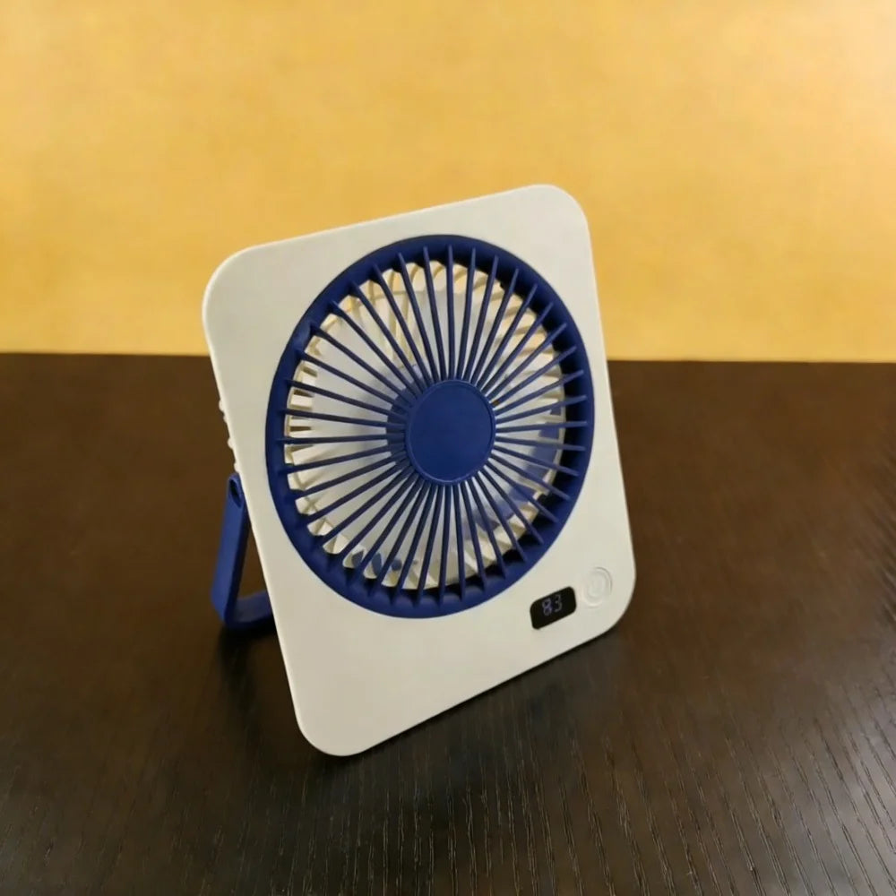 USB Desktop Fan – Foldable, 5-Speed, Power Display, Rechargeable
