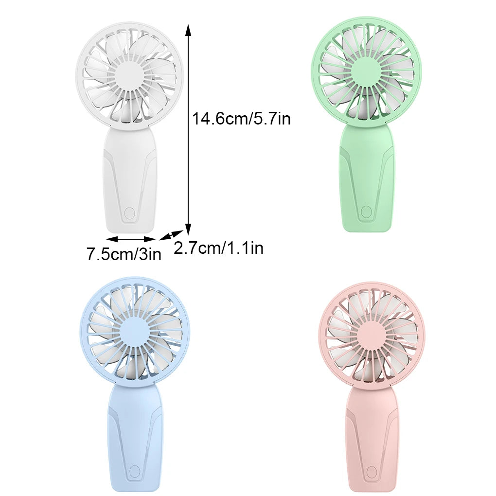 Cute Mini Pocket Fan – 3-Speed, USB Rechargeable, Lightweight