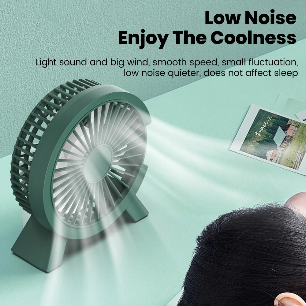 Mini USB Table Fan – High-Speed Turbo, Rechargeable, Dorm & Desk