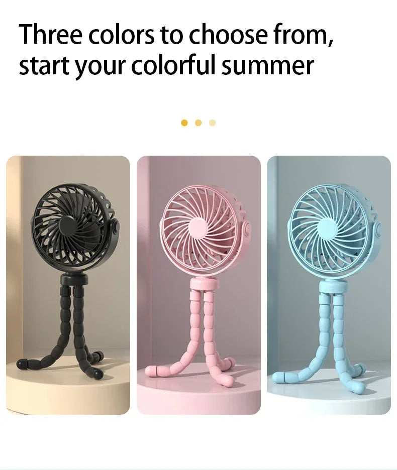 Multi Functional Student Baby Stroller Portable USB Mini  USB Rechargeable Handheld Electric Fan for Home 3 Speeds