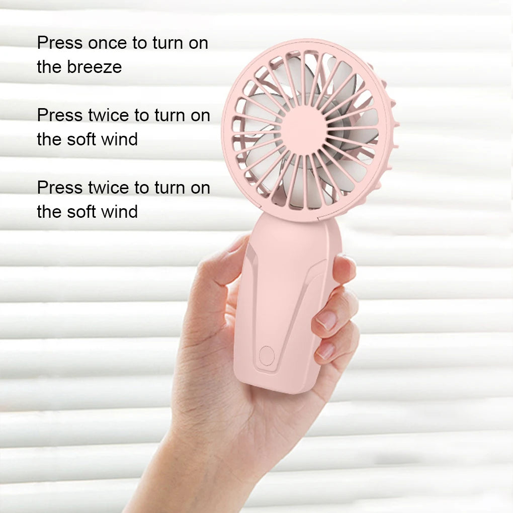 Cute Mini Pocket Fan – 3-Speed, USB Rechargeable, Lightweight