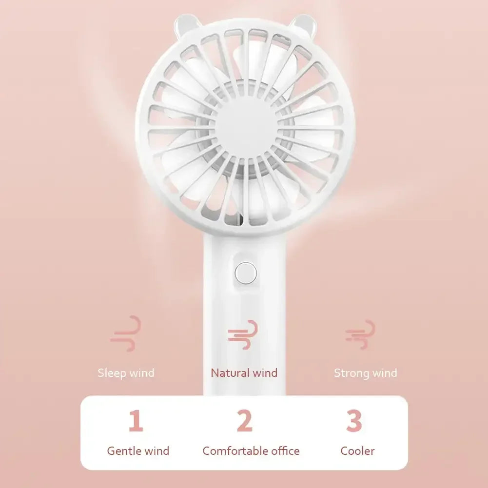 Mini USB Rechargeable Handheld Fan – Quiet, Lightweight, Multi-Color