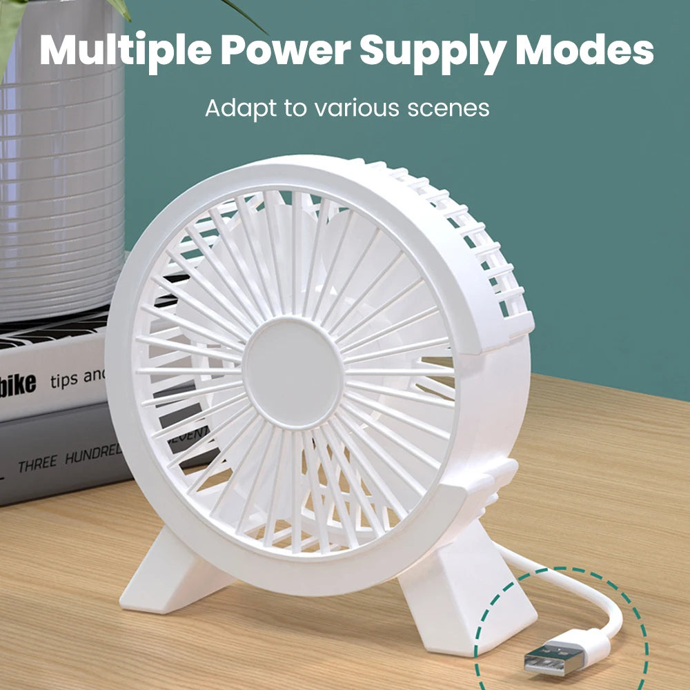 Mini USB Table Fan – High-Speed Turbo, Rechargeable, Dorm & Desk