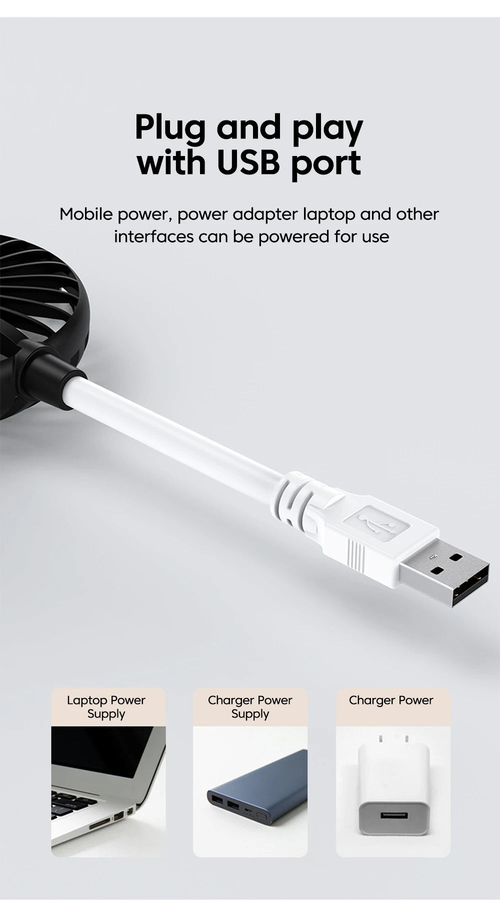 Silent USB Desk Fan – Plug-In, Compact, Instant Cooling