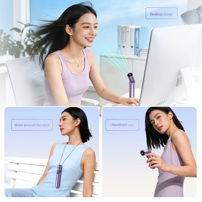 Foldable Neck Fan – Brushless Motor, Hands-Free, USB Rechargeable
