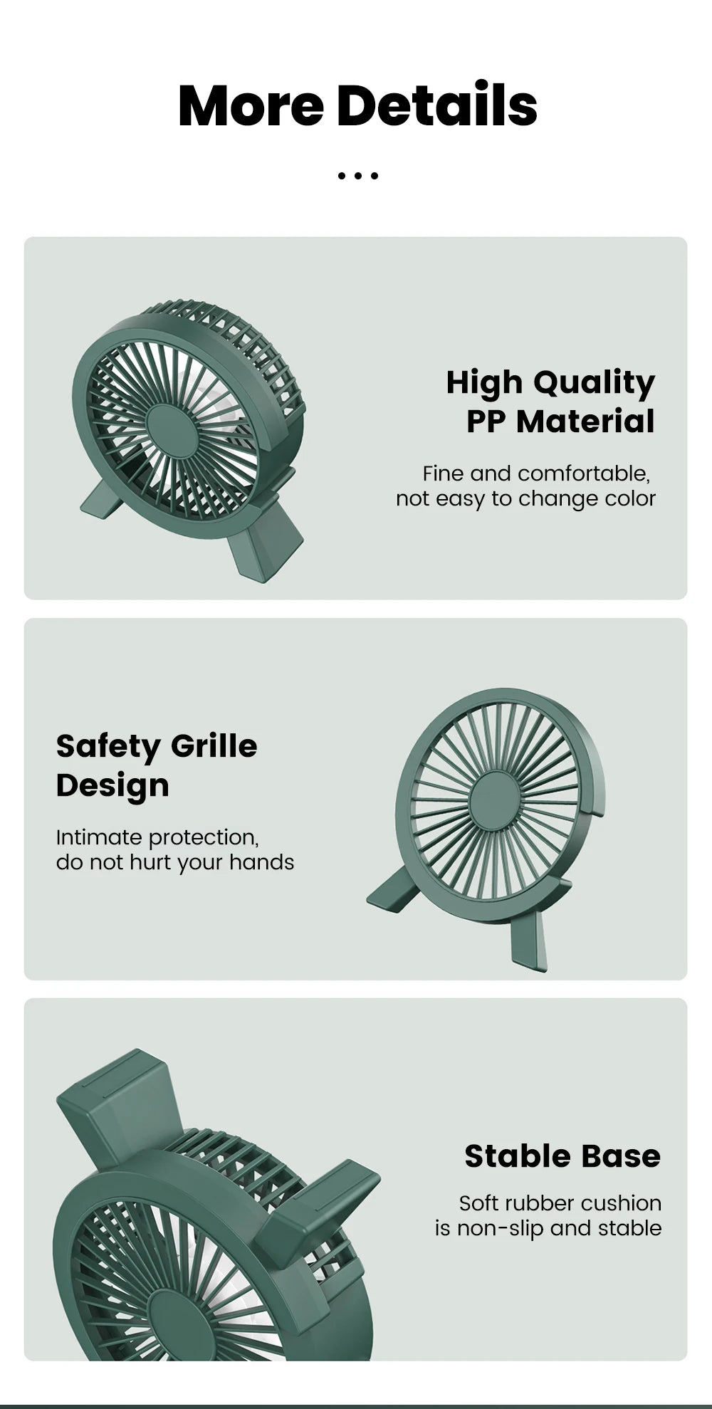 Mini USB Table Fan – High-Speed Turbo, Rechargeable, Dorm & Desk