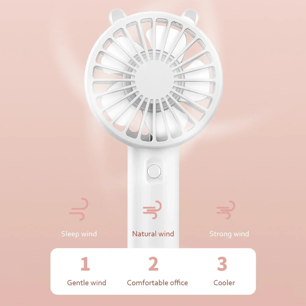 Mini USB Rechargeable Handheld Fan – Quiet, Lightweight, Multi-Color