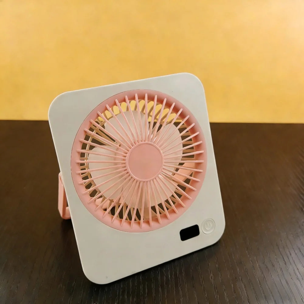 USB Desktop Fan – Foldable, 5-Speed, Power Display, Rechargeable