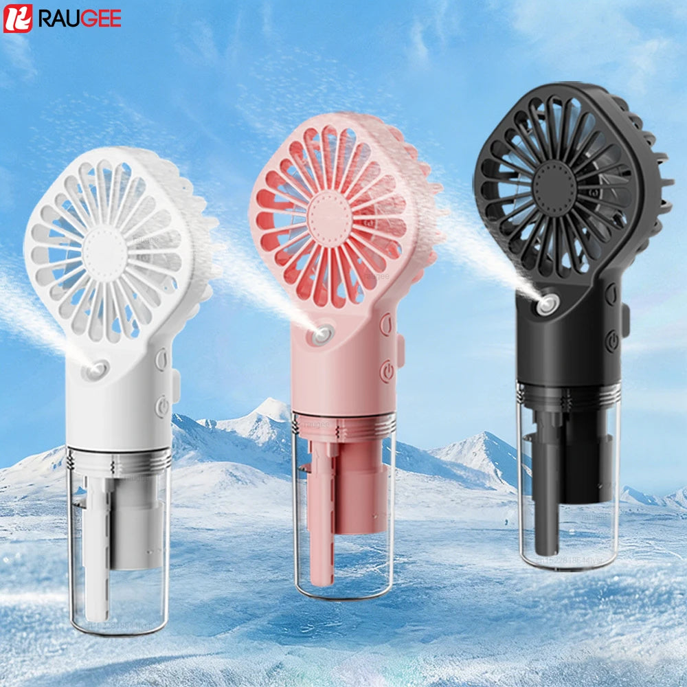 2-in-1 Mist Spray Fan – USB Rechargeable, 4-Speed, Handheld Humidifier Fan