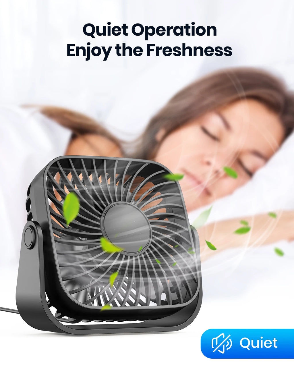 4-Inch USB Mini Desk Fan – 3-Speed, 360° Adjustable, Quiet Cooling