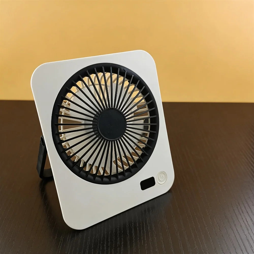 USB Desktop Fan – Foldable, 5-Speed, Power Display, Rechargeable