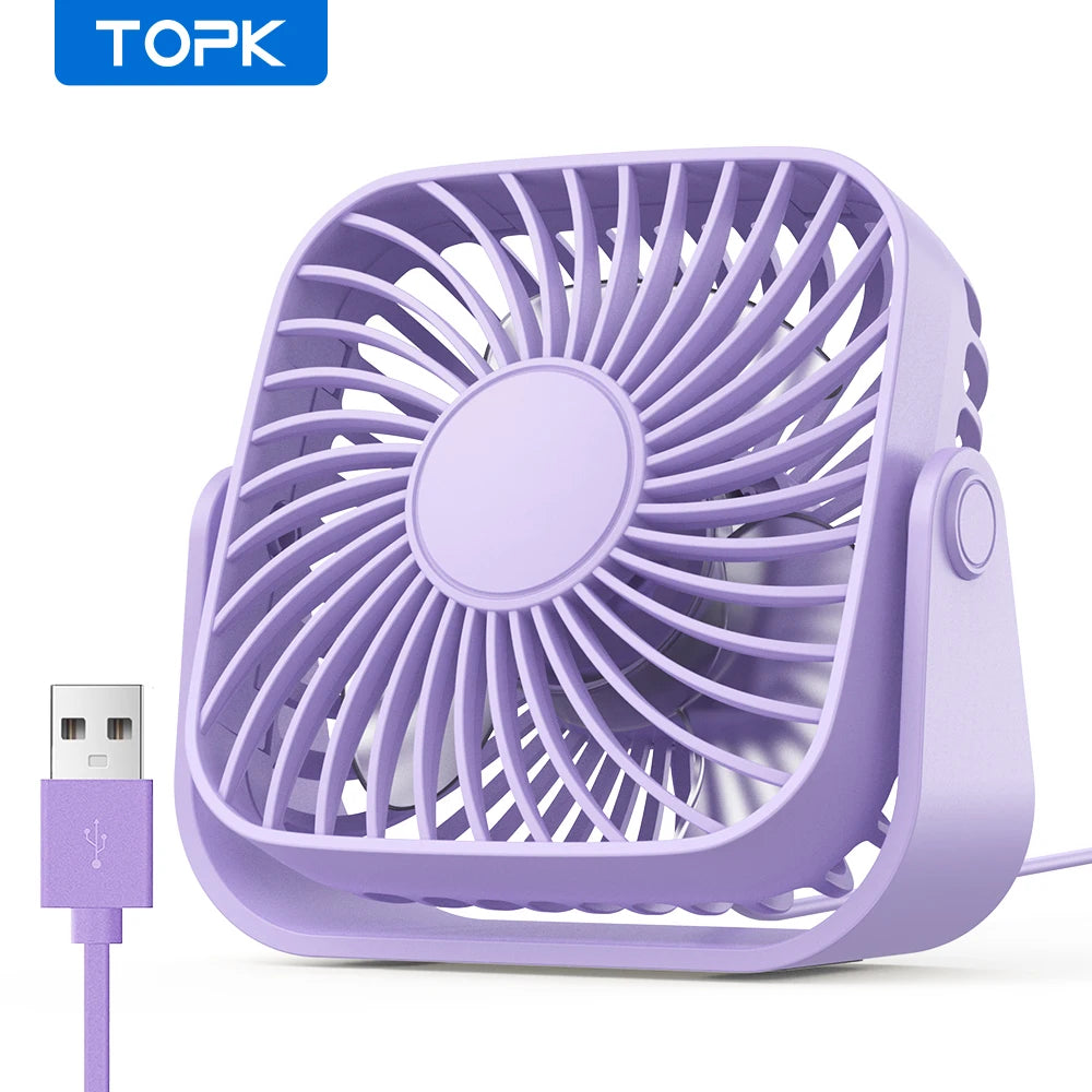 4-Inch USB Mini Desk Fan – 3-Speed, 360° Adjustable, Quiet Cooling