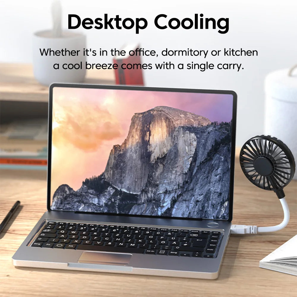 Silent USB Desk Fan – Plug-In, Compact, Instant Cooling