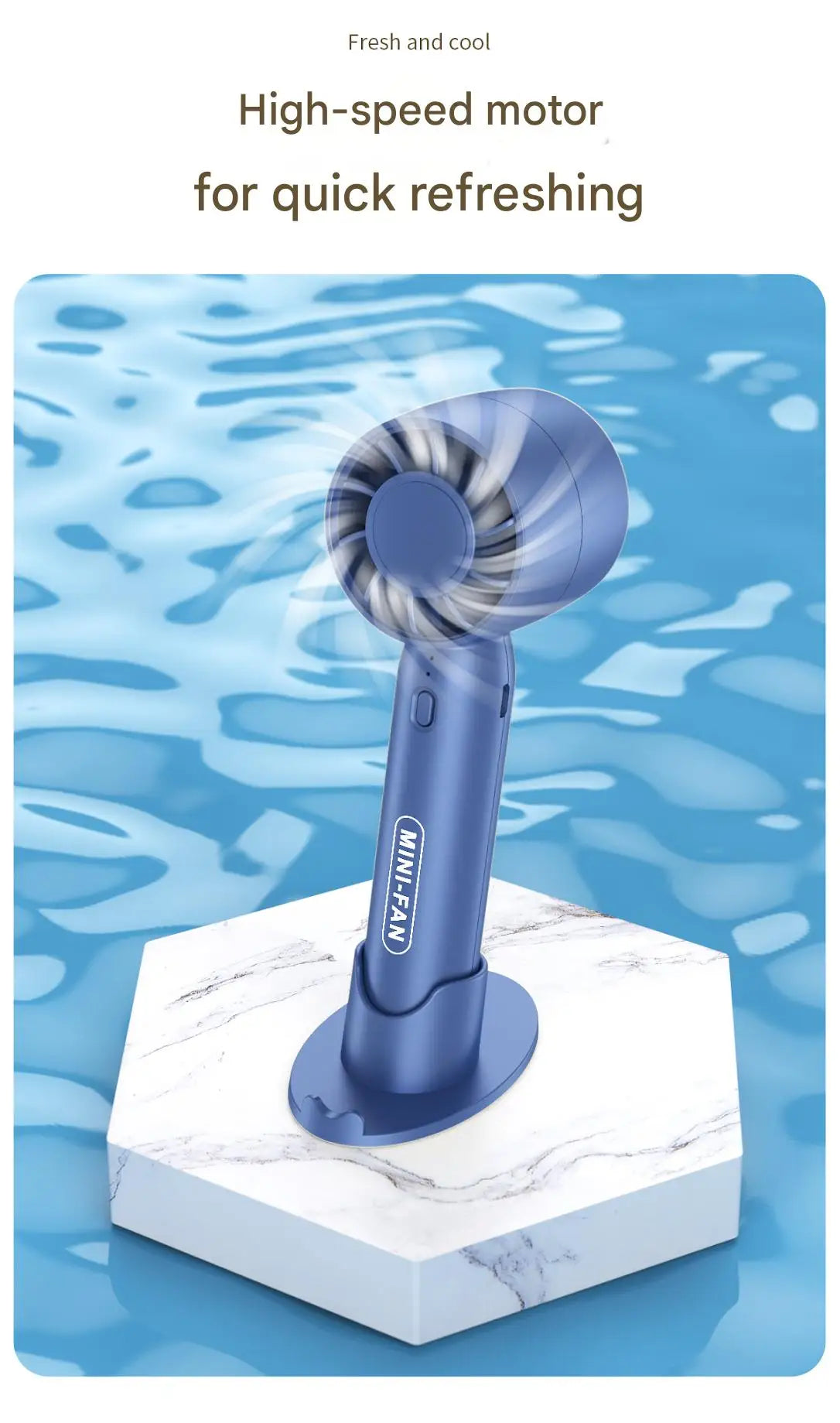 Turbo handheld small fan USB charging mini outdoor portable lightweight desktop stand with long-lasting battery life