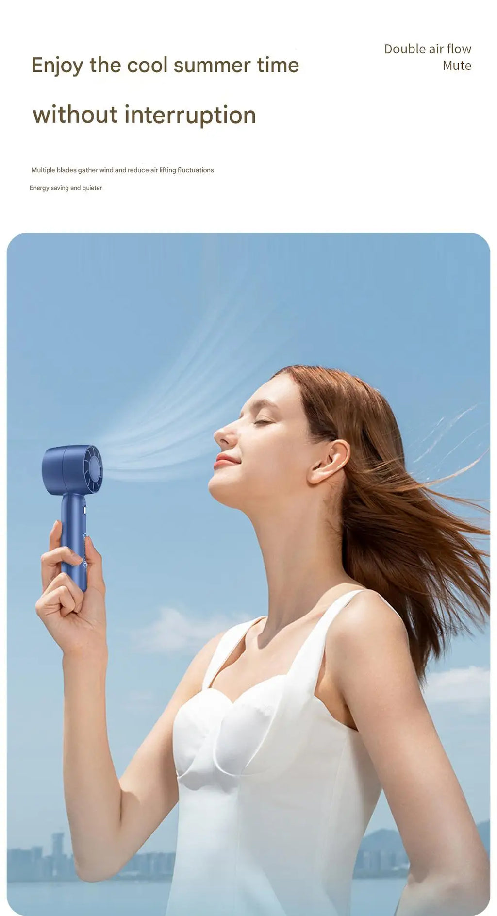 Turbo handheld small fan USB charging mini outdoor portable lightweight desktop stand with long-lasting battery life