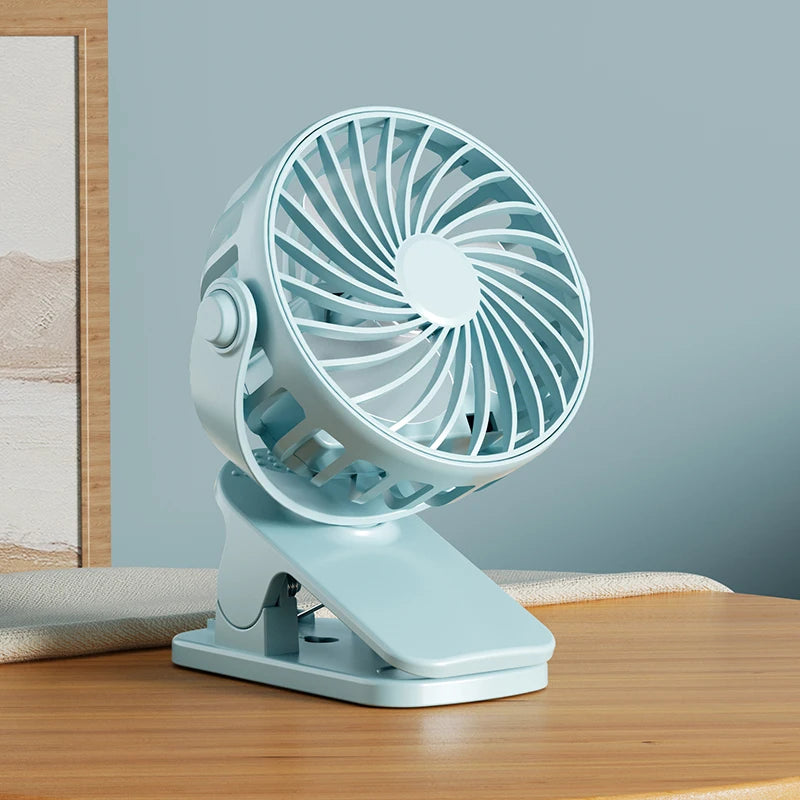 Clip Fan – 720° Rotatable, Night Light, USB Rechargeable, Portable