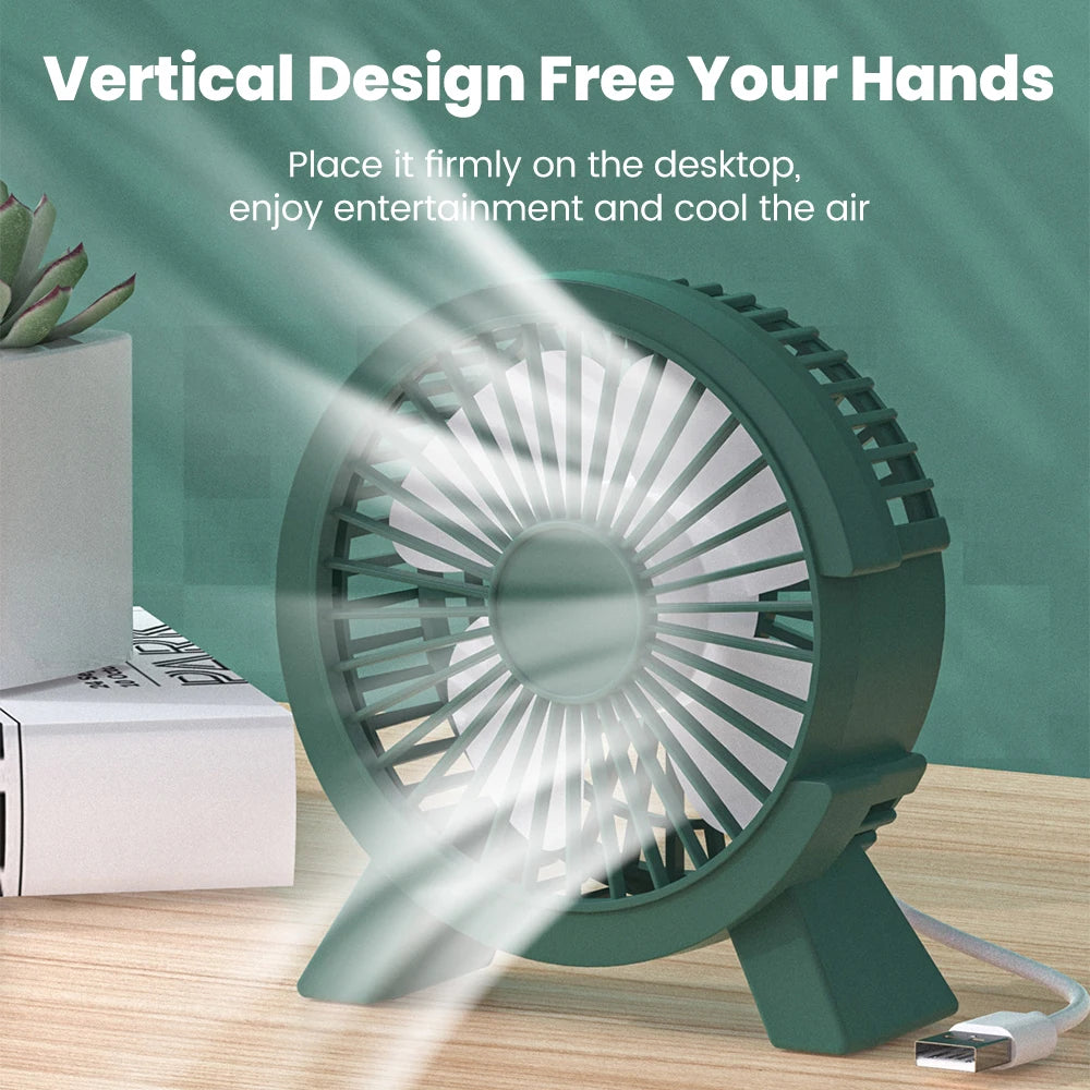 Mini USB Table Fan – High-Speed Turbo, Rechargeable, Dorm & Desk