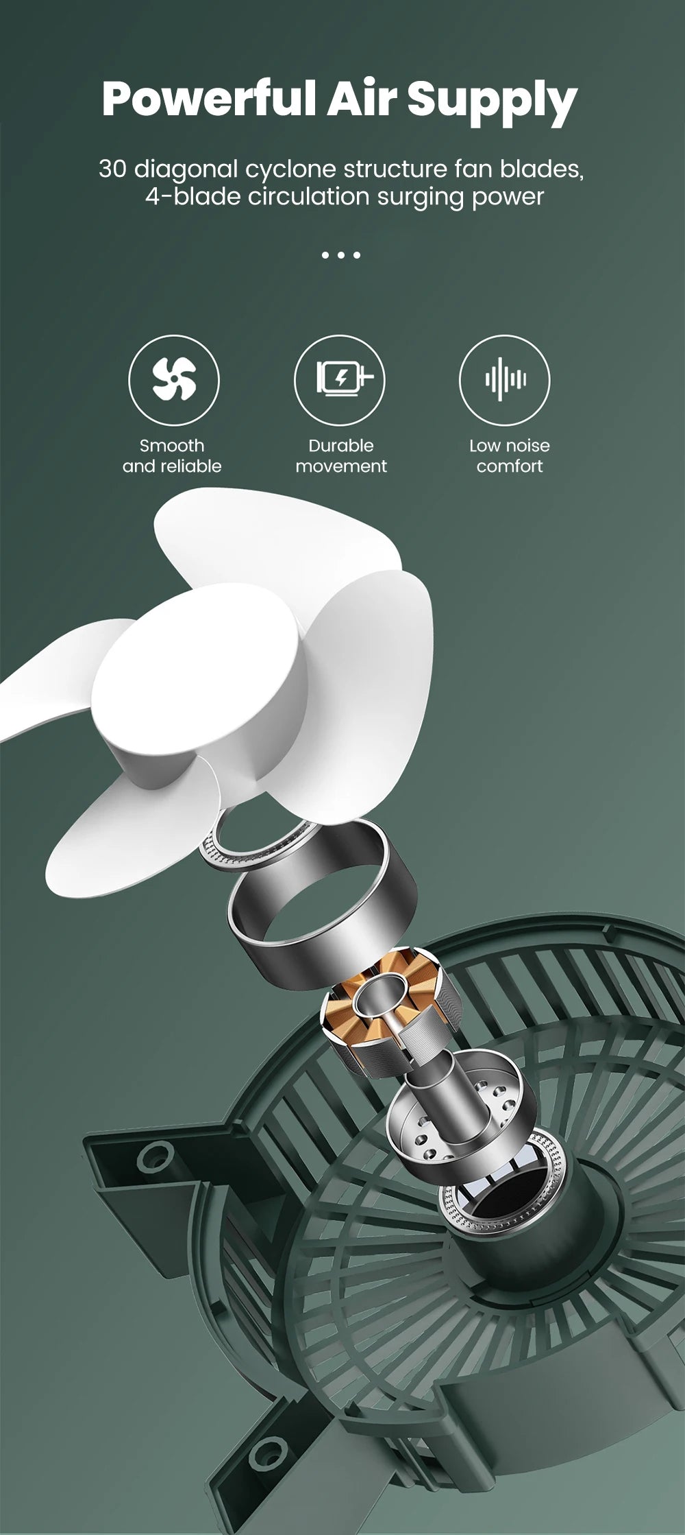 Mini USB Table Fan – High-Speed Turbo, Rechargeable, Dorm & Desk