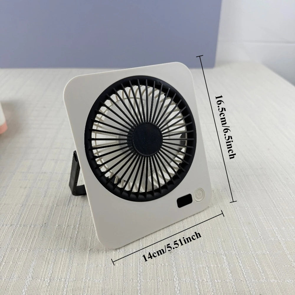 USB Desktop Fan – Foldable, 5-Speed, Power Display, Rechargeable