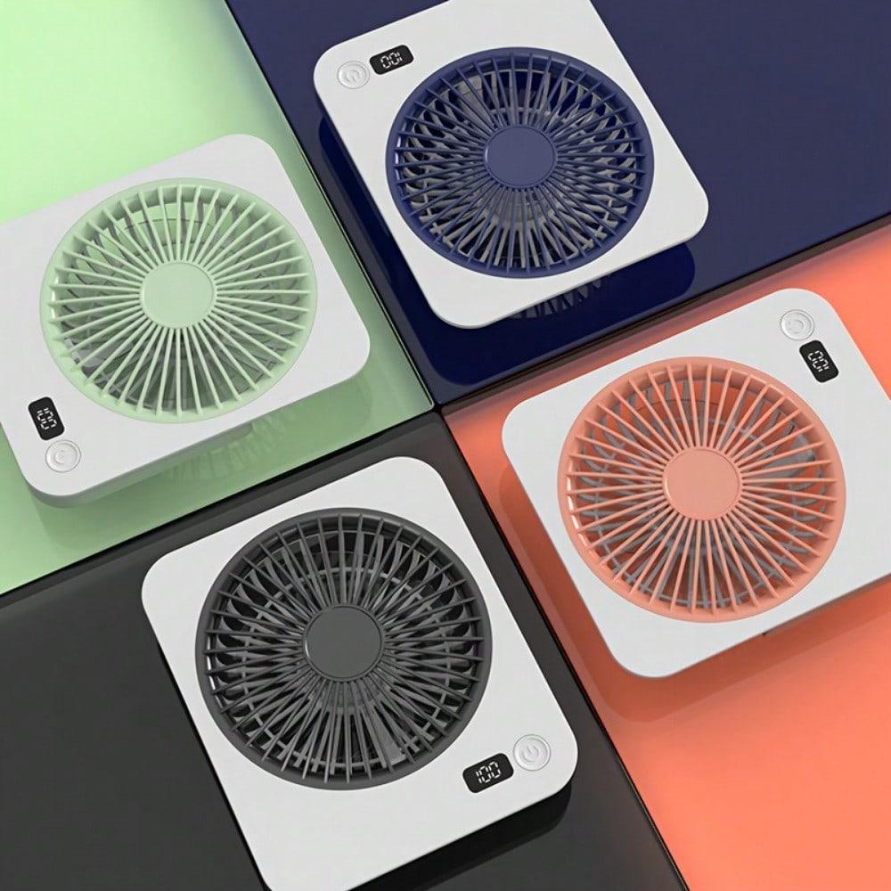 USB Desktop Fan – Foldable, 5-Speed, Power Display, Rechargeable
